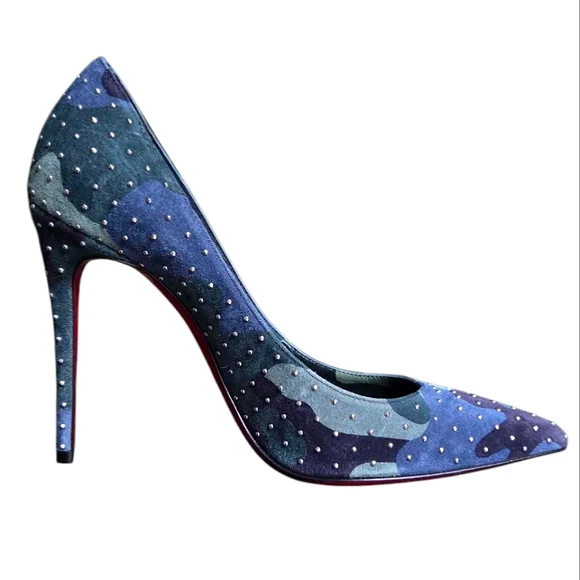 !SOLD! Christian Louboutin Kate Plume 100 Camo Studded Suede Pumps 36 - Picture 7 of 16